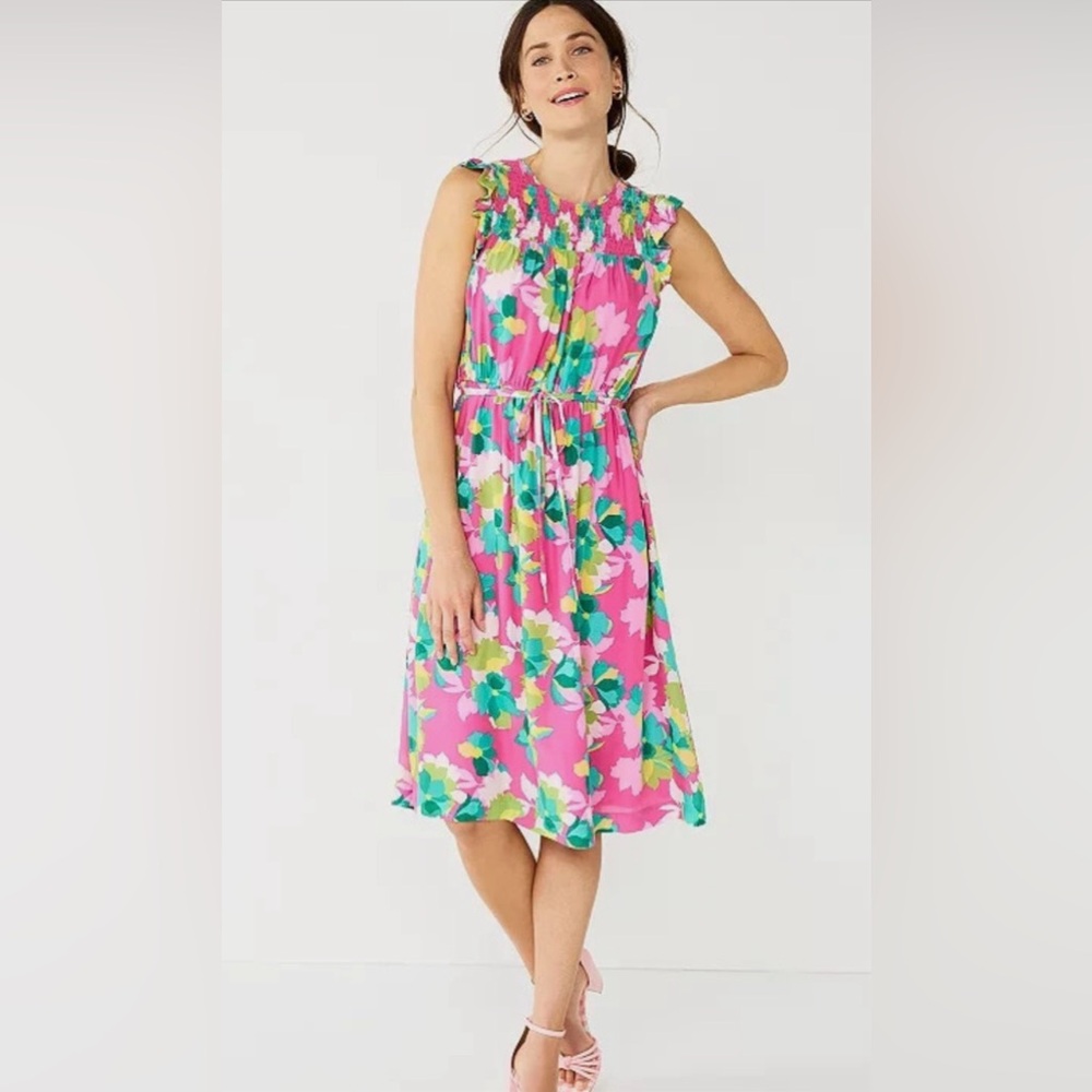 Draper James Pink Floral Midi Dress